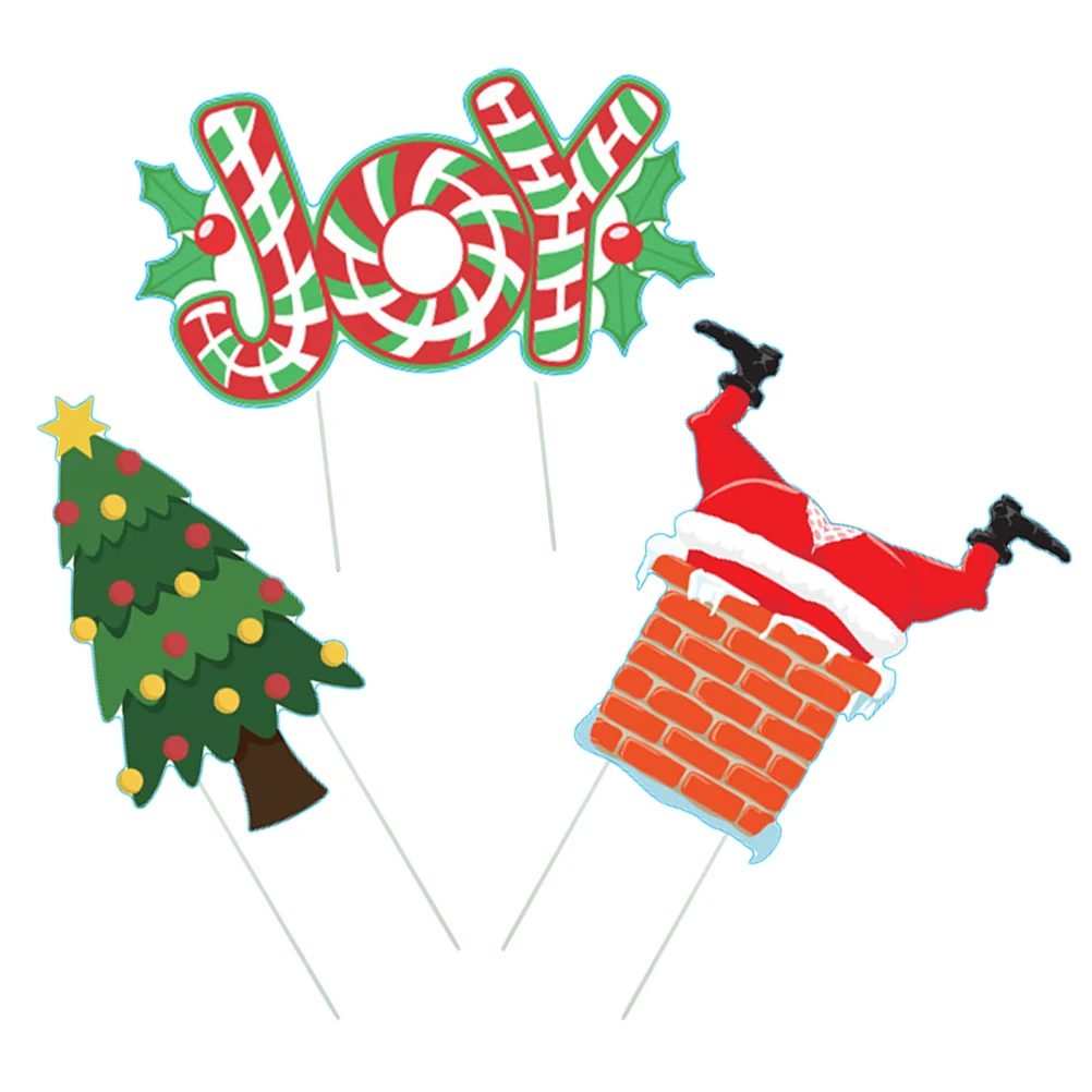 

3 pcs Christmas Yard Signs Garden Stakes Lawn Decorations Realistic Festive Colorful Outdoor Indoor Use Durable Decoration Props