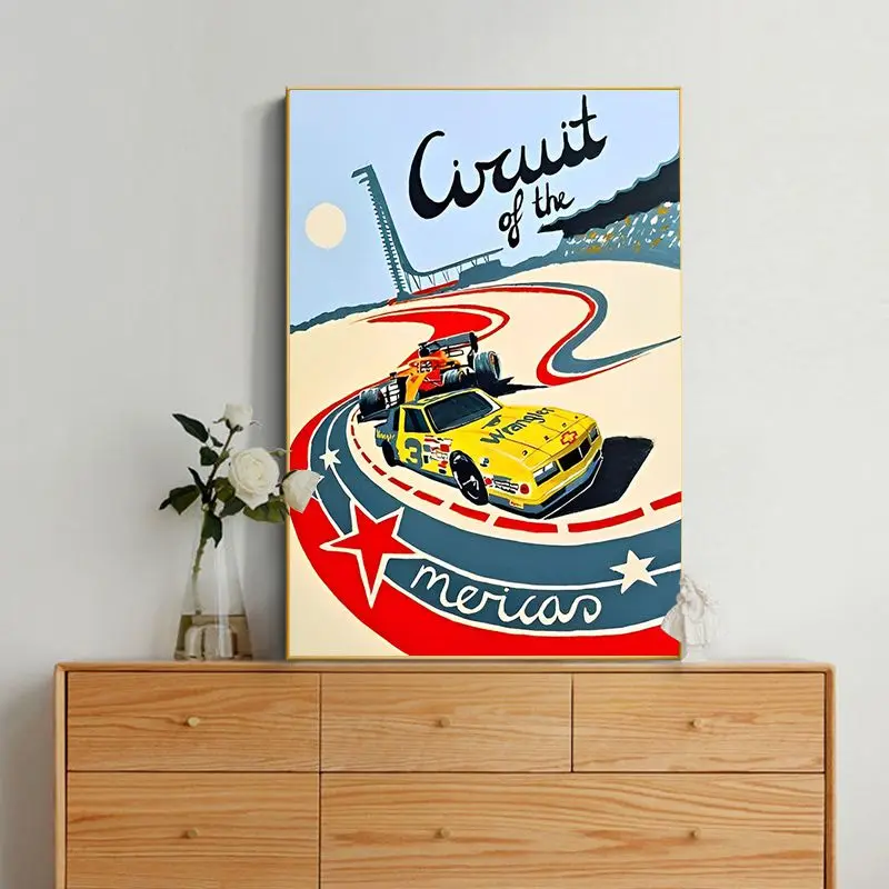 2023 F1 Neon City Watercolor Racing Car Whitepaper Poster Fancy Wall Sticker for Living Room Bar Decoration Art Wall Painting