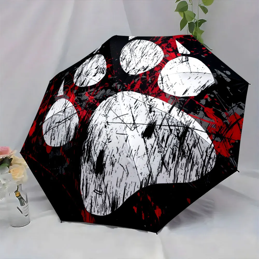 1PC Stylish Umbrella Featuring a Bold Paw Print Design Print 8 Iron Ribs Folding Umbrella Auto-Open Fashion Sunshade