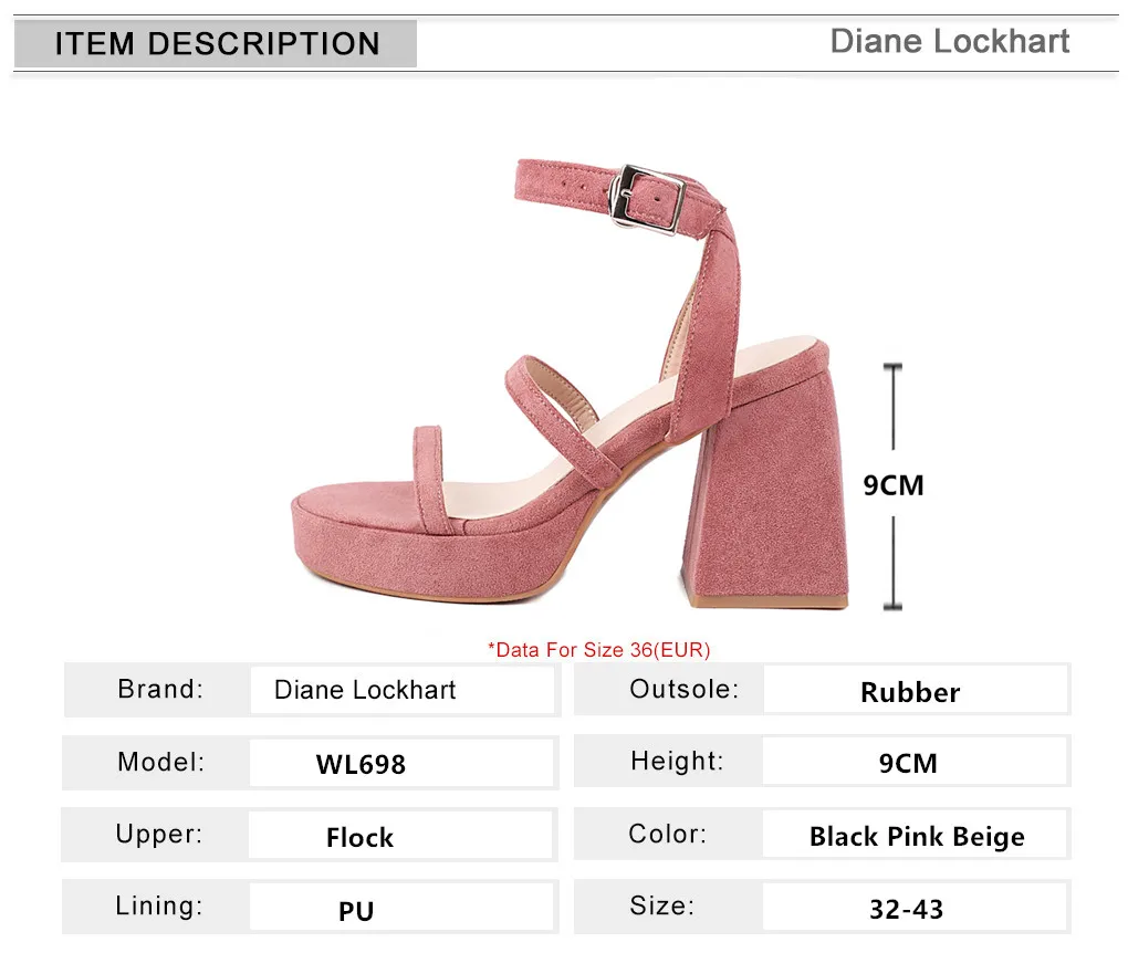 Summer New Sexy Flcok Party Sandals Women Platform Elegant Thick High Heels Shoes Trendy Ankle Strap Sandalias Ladies Beige Pink