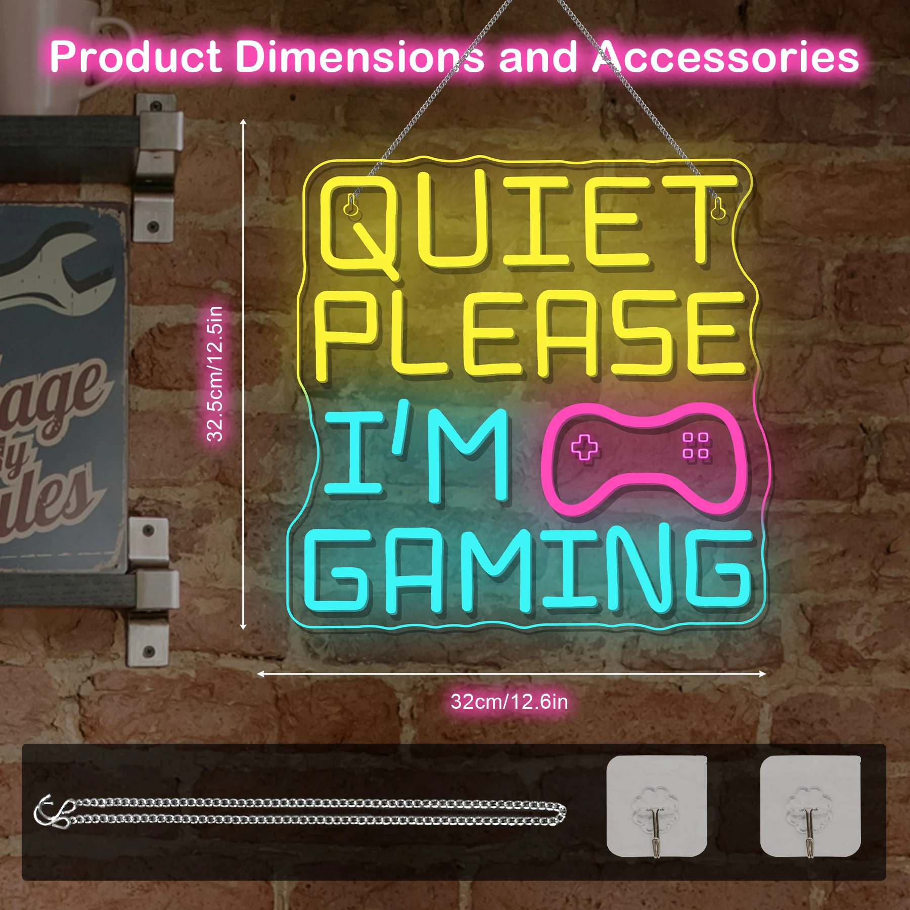 

Тихий, пожалуйста, я игровая неоновая вывеска, светодиодная неоновая вывеска для декора стен, питание от USB для декора мужской пещеры, украшение комнаты