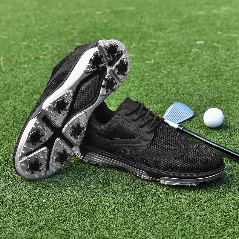 Golf Shoes Men Mesh Breathable Comfortable Golf Sneakers Outdoor Walking  Anti Slip Athletic Golfer Train Footwear Size 40-47#