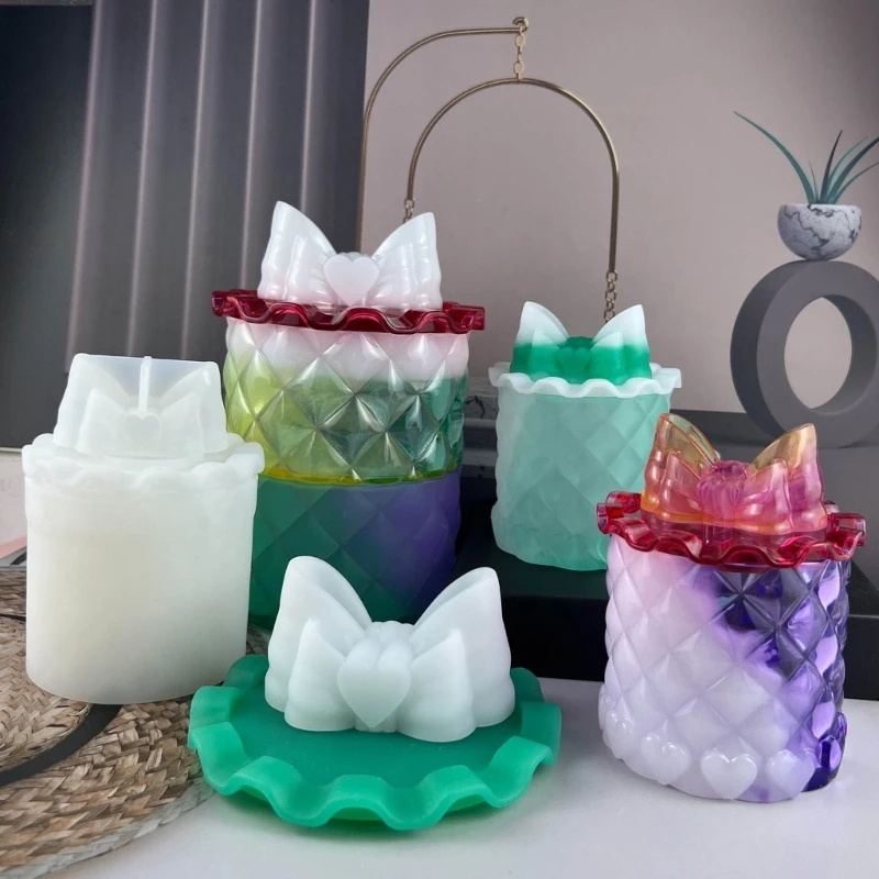 Candy Container Silicone Mold Bowknot Resin Jar Mold Jewelry Storage Box Molds Storage Bottle Epoxy Casting Mold