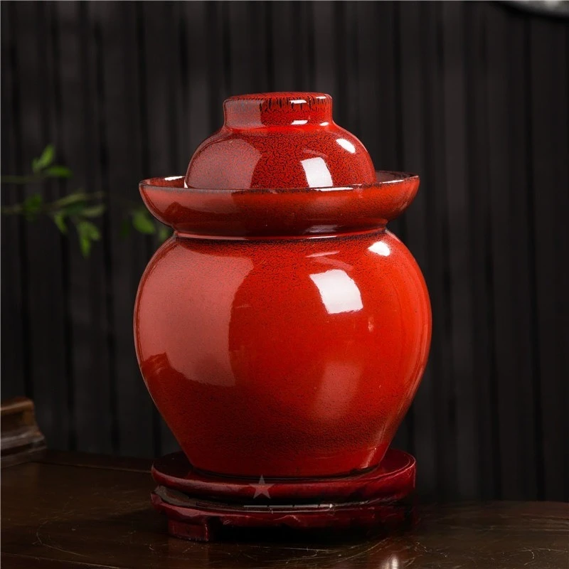 سيراميك بغطاء داخلي، خزان مخلل منزلي محكم الغلق، خزان مخلل فخار سميك، سعة كبيرة #2