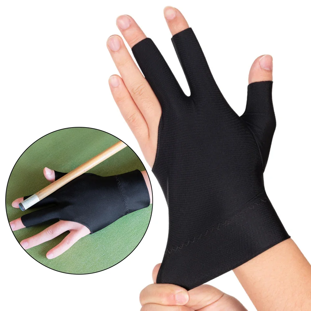 1Pcs Billiard Gloves 3 Open Fingers Billiards Glove Pool Cue Gloves Cue Shooter Pool Sport Gloves for Men Women Left Hand Hand