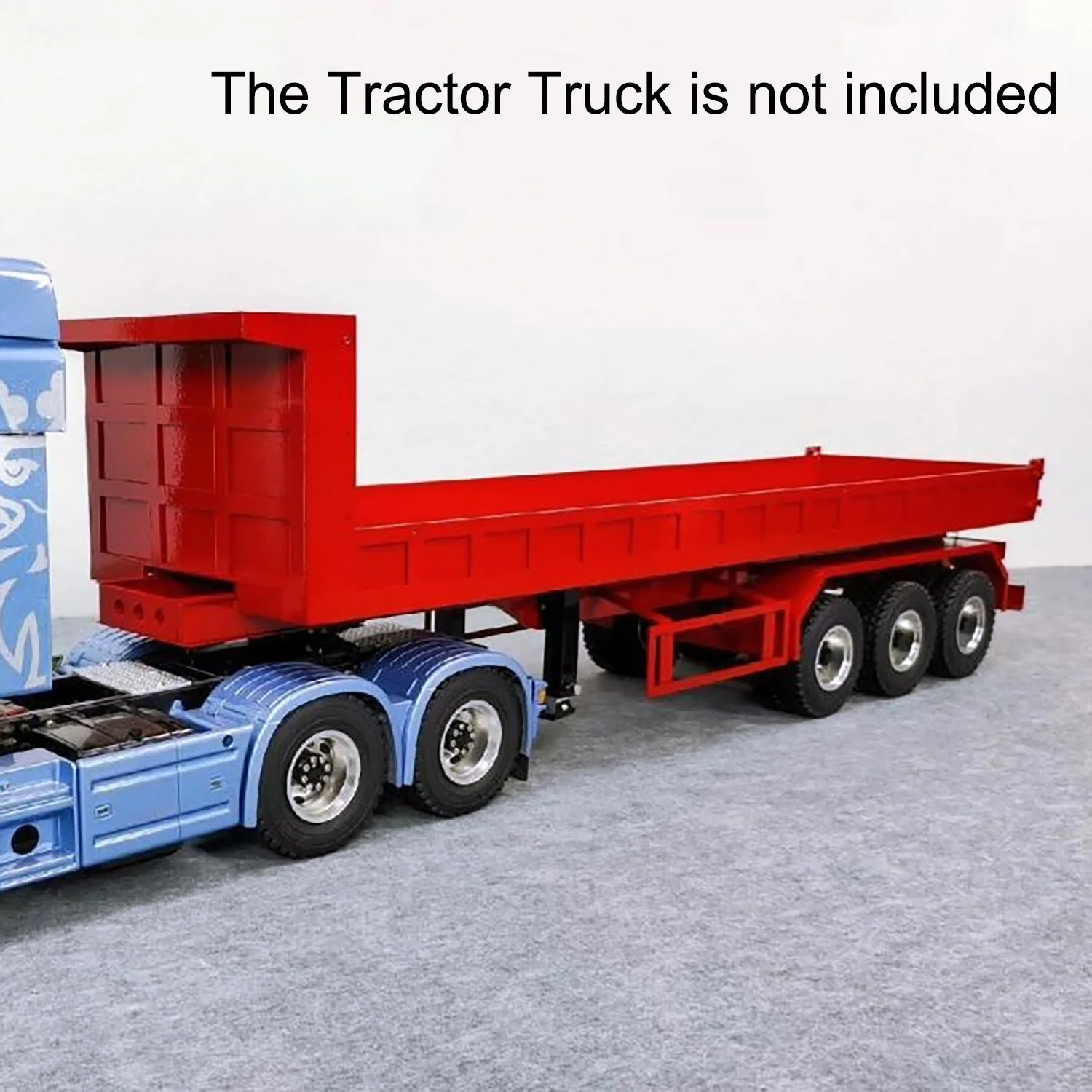 Remolque volquete de cama baja RC de 3 ejes de Metal, patas eléctricas 1/14 para juguetes Tamiyaya LESU, Control remoto, Tractor, camión, coche, modelo de vehículo