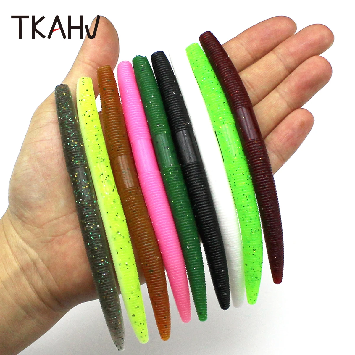 

TKAHV 6 PCS 103mm Soft Fishing Lure Maggot Senko Worm Lure Silicone Shiner Grub Jig Wobblers Bass Carp Swimbait Trout Earthworm