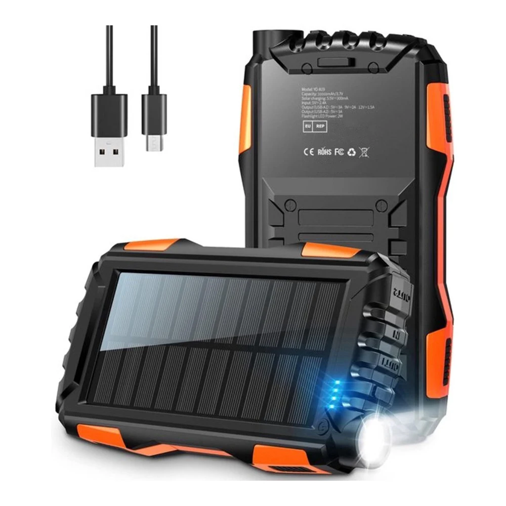 

Солнечный Power Bank 42800 мАч, водонепроницаемый портативный зарядный блок с солнечной панелью для iPhone, Samsung, Xiaomi, внешний аккумулятор