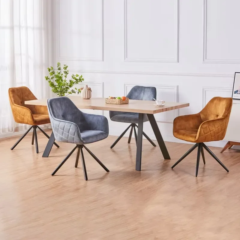 Cross-border Supply Customised Metal Leg Wood Household Restaurant Ding Table Sturdy Durable Dining Table