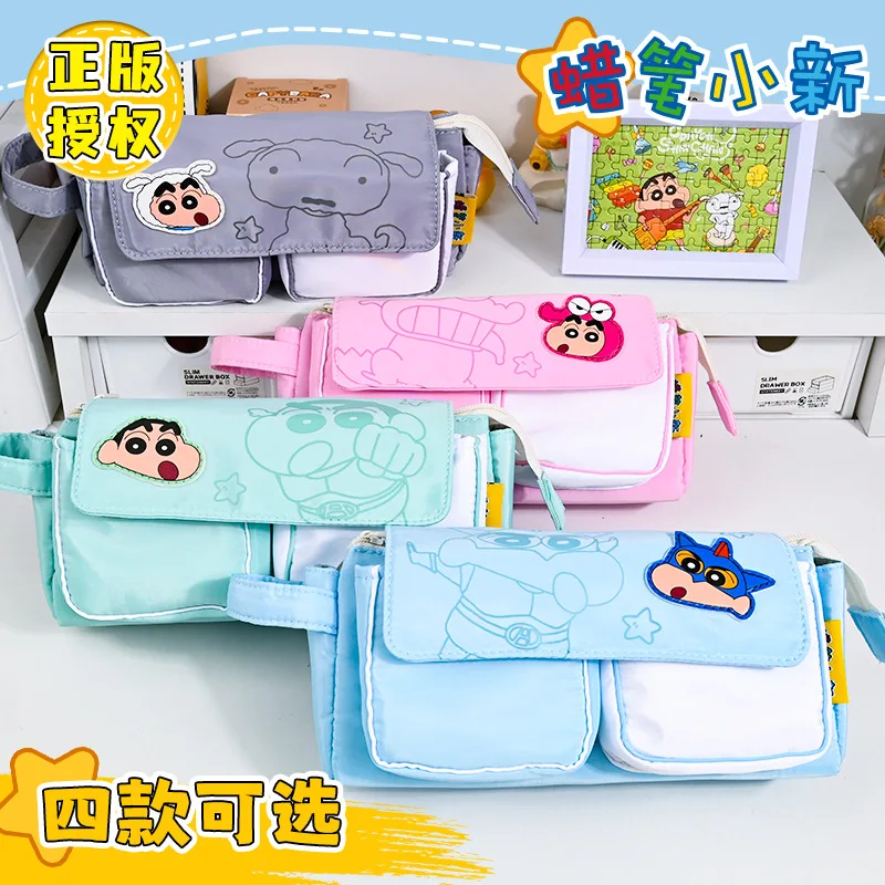 

New Crayon Shin chan Cute Large Capacity Handheld Pencil Bag High Beauty Canvas Storage Stationery Box Girl Gift