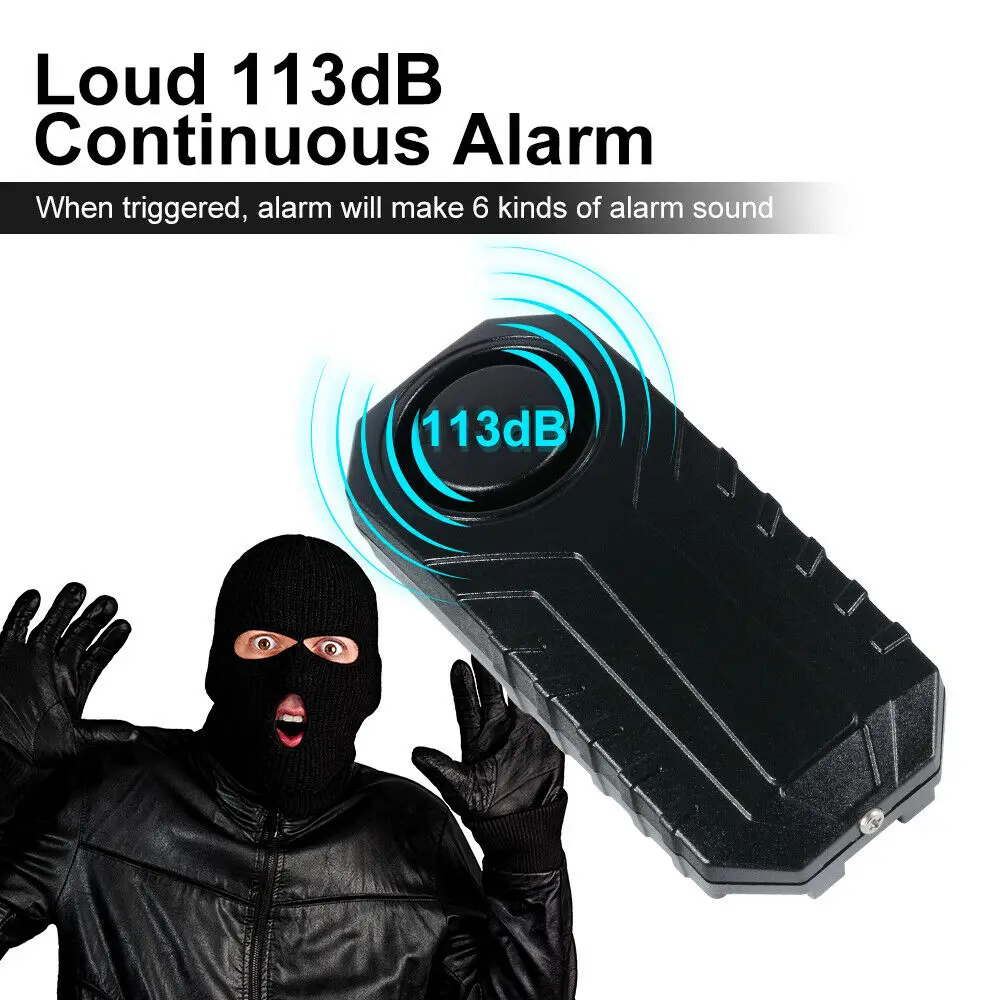 リモコン付きワイヤレスホーンアラーム,盗難防止,防水,オートバイ,スクーター,振動,自転車アクセサリー,113db