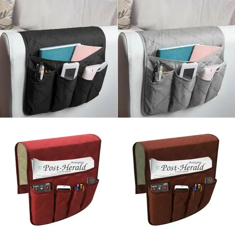 No-Slip Couch Sofa Armrest Organiser Bedside Storage Pocket TV Remote Holder Bed Storage Pocket Bag Cellphone