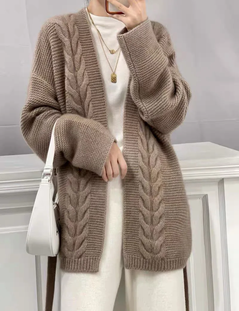 Imagem -04 - Cashmere-cardigan de Malha de lã Solto para Mulheres Cabolsa de Outono e Inverno Cabolsa Solto Fino Vento Suave Novo