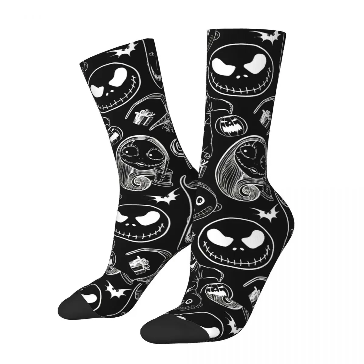 

Retro Pumpkin King Halloween Sports Socks The Nightmare Before Christmas Polyester Middle Tube Socks for Unisex Sweat Absorbing