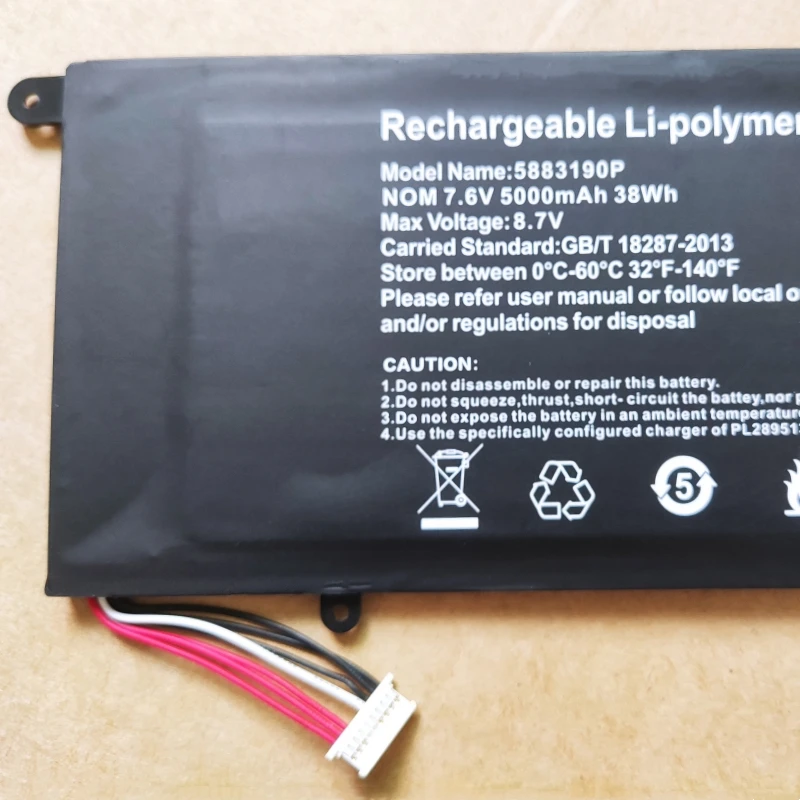 Nieuwe WTL- 5883190 P-2S NV- 357095 -2S HW 37154200 5883190 P Laptop Batterij 7.6V 38Wh 5000mAh Voor Etpc108 Tablet PC