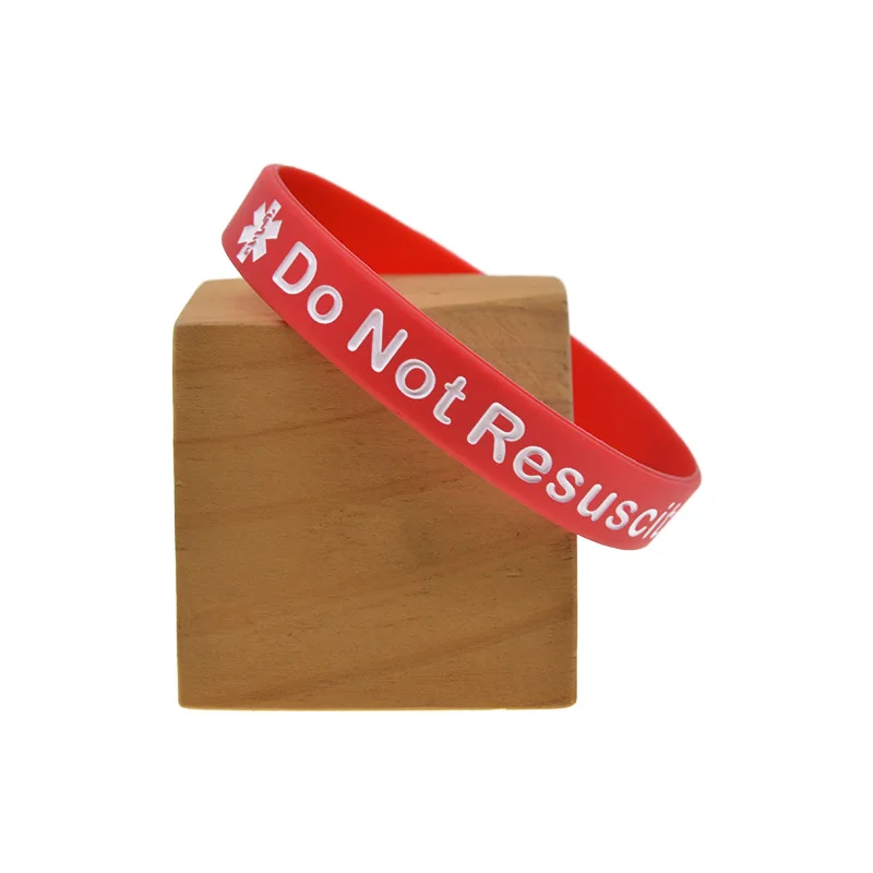 50 Stück im Etui, Notfall-Medizinisches Patienten-ID-Armband, „Nicht Wiederbeleben“-Silikonarmband, Unisex-Handgelenksband, 6 Farben – Detail 8