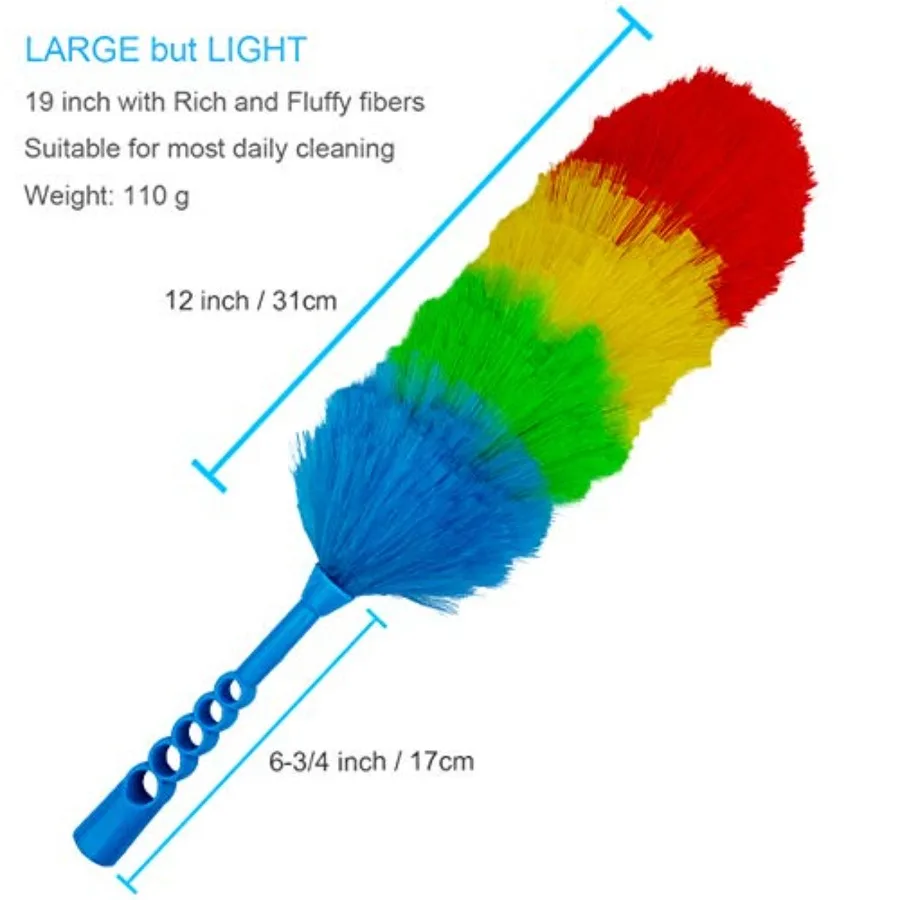 2 Pack Upgrade 19" Static Duster Beandable and Washable - More Fibers Bigger Head Less Loss of Fiber Duster view 2