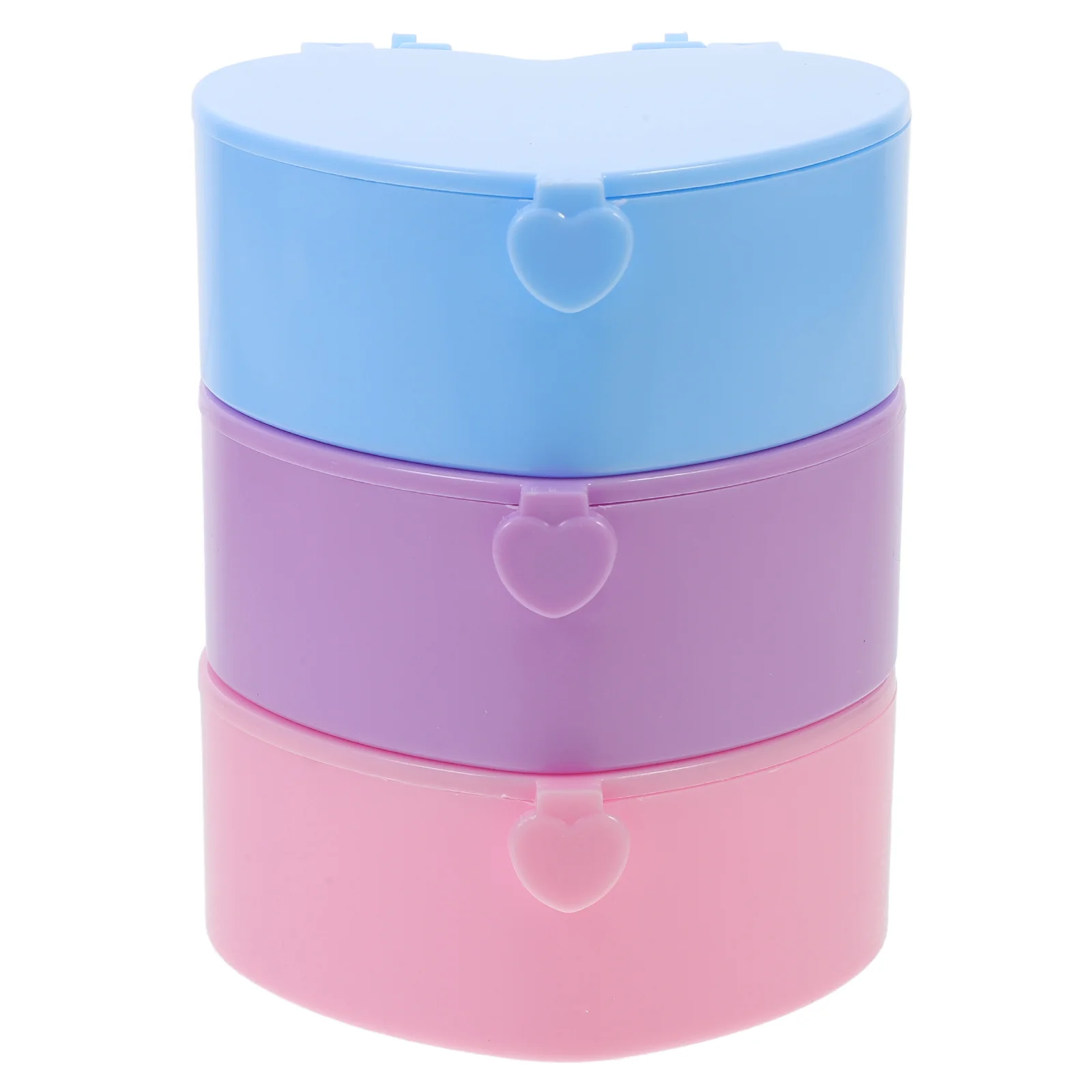 

3pcs Heart Shaped Jewelry Box Small Plastic Storage Case For Earrings Rings Necklaces With Mirror Travel Organizer Lightweight