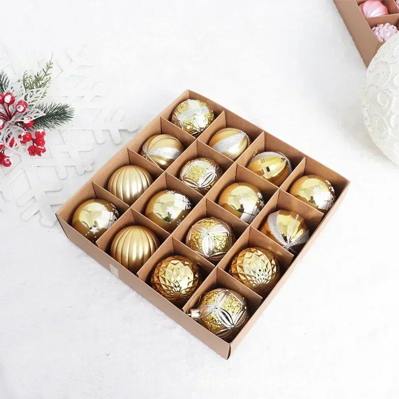 Christmas Ball Decoration 6cm 16pcs Pink White Red Baubles Christmas Tree Hanging Pendant For 2025 Home Navidad Noel Xmas Party