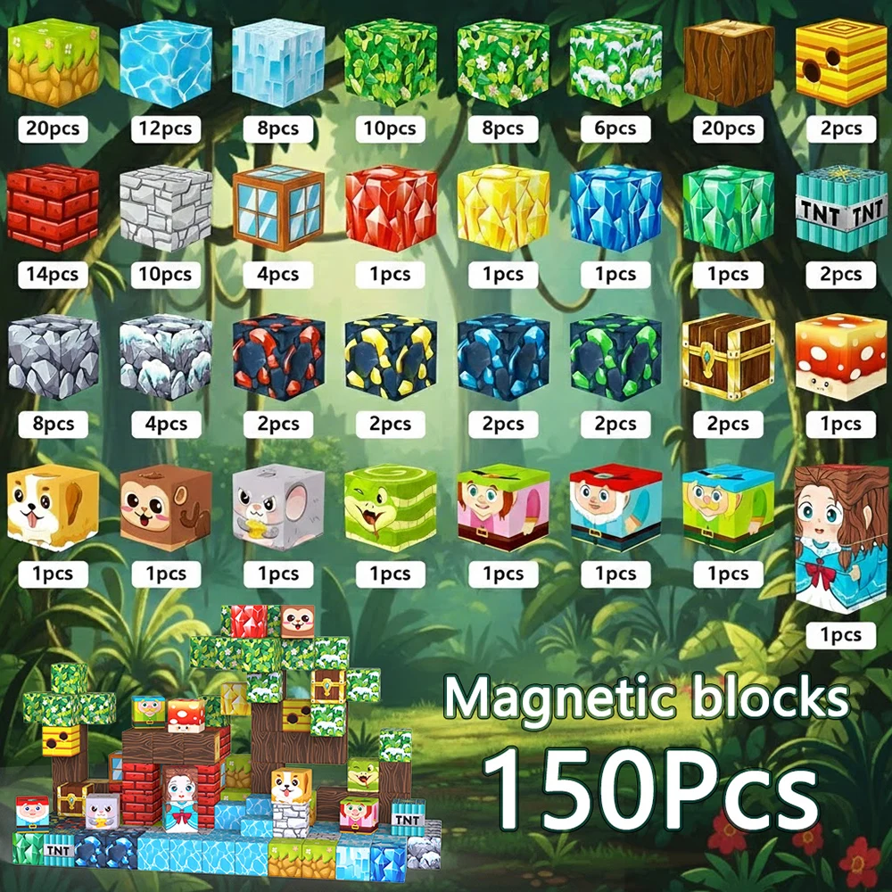 Creatieve magnetische bouwsteenstenen Mijn beroemde scène Wereld architectonische set Kinderen DIY-model Speelgoed Kerstcadeaus voor kinderen