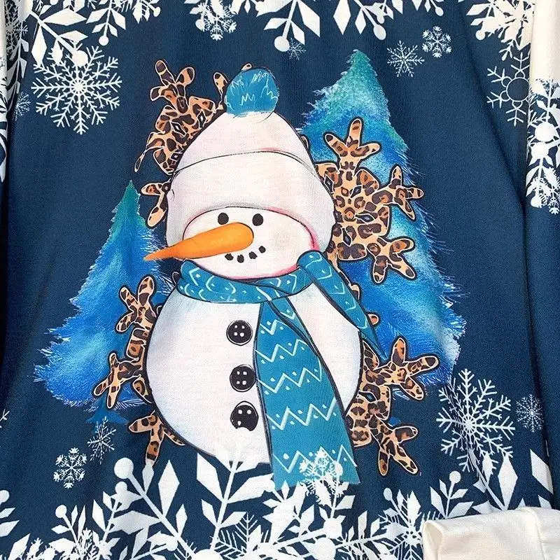 Damen Weihnachten Schneemann Lose Große Größe Casual Sweatshirt Langarm T-shirt Frühling und Herbst