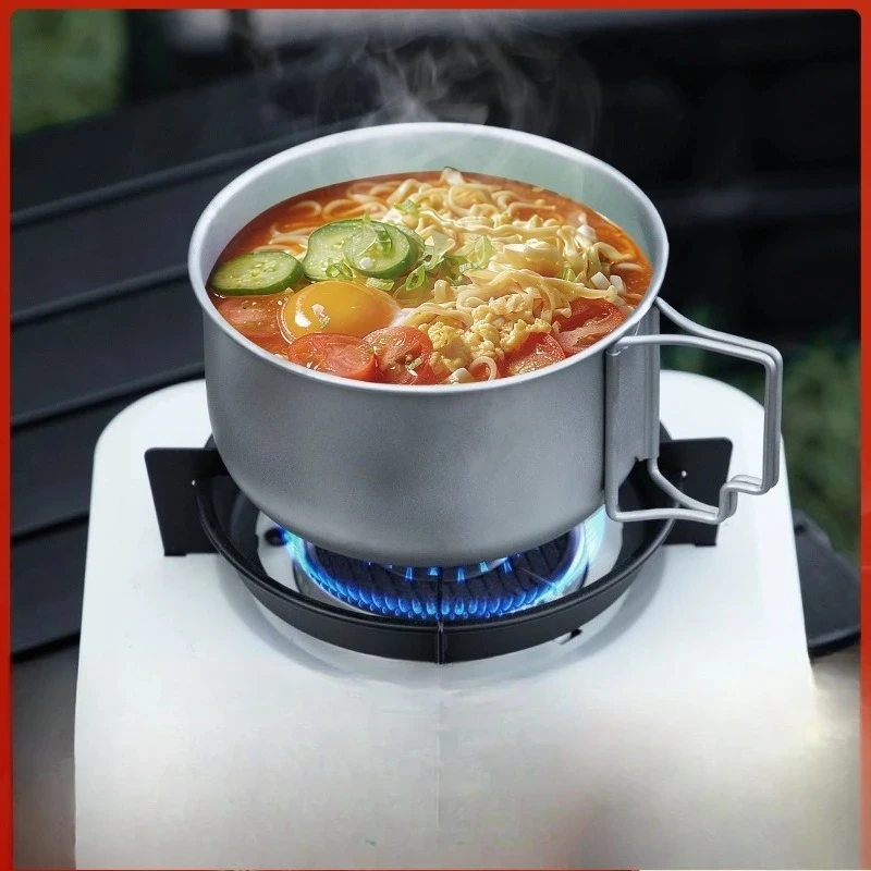 Titanium Purification Soup Pot Outdoor Camping Foldable Portable Pot Titanium Alloy, Instant Noodle Bowl Multi-function