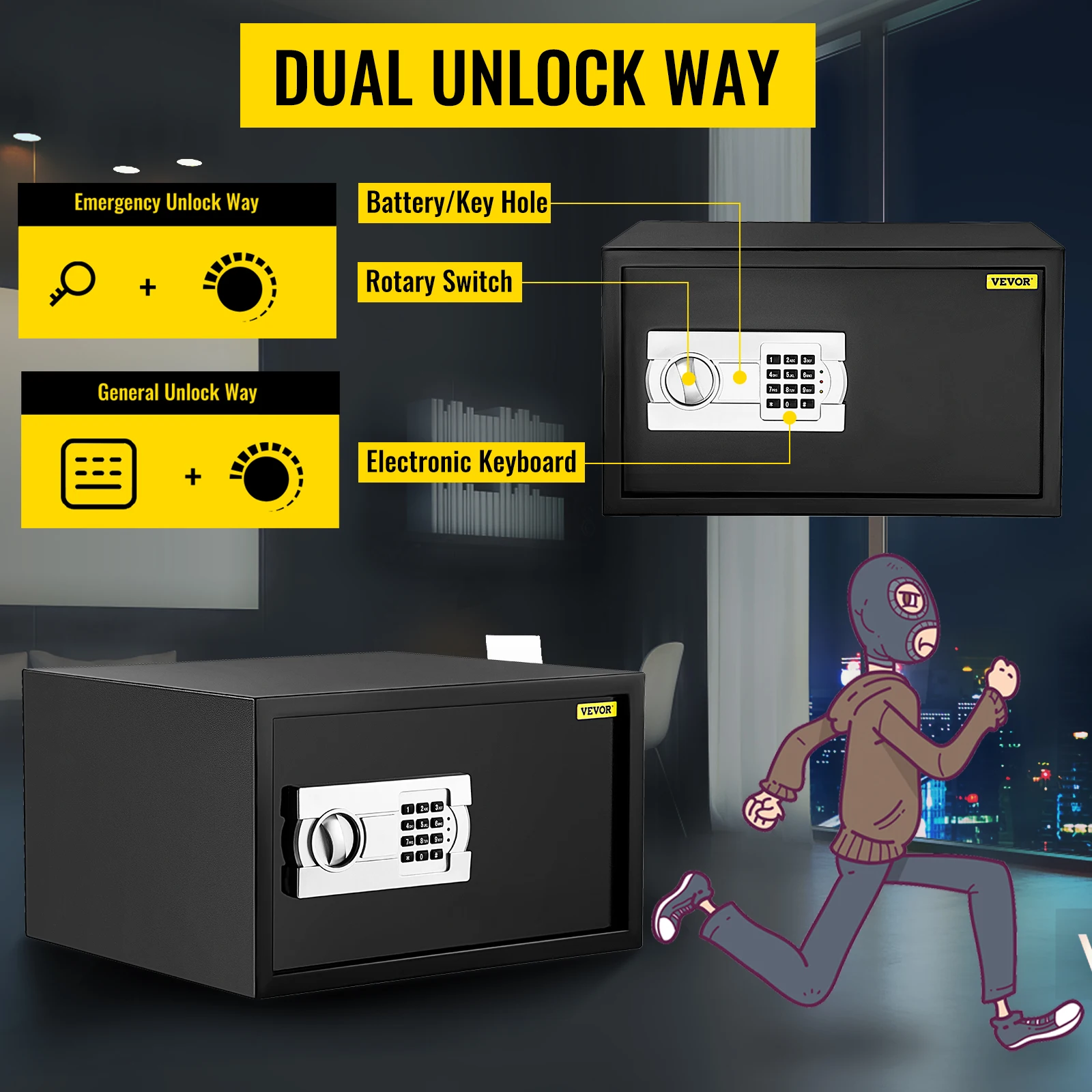 Vevor Verborgen Beveiliging Geld Opslaan Collecties Componenten Home Digitale Toetsenbord Elektronische Code Lock Storting Kluis