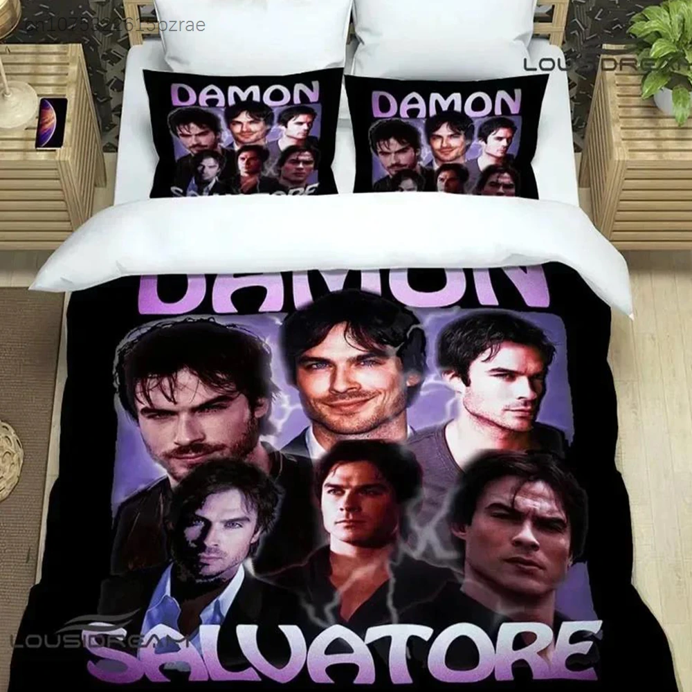 The Vampire Diaries Damon Salvatore Bedding Sets Exquisite Bed Supplies Set Duvet Cover Bed Comforter Set Bedding Birthday Gift