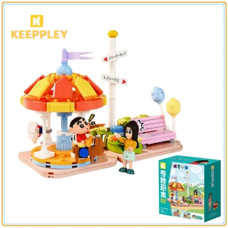 Keeppley Crayon Shin-chan Building Blocks Amusement Park Desktop Decoration Puzzle Assembling Model Toys Birthday Gifts for Kids