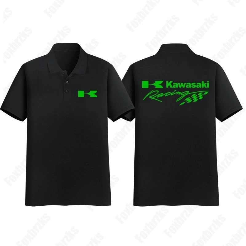 Polo de locomotiva garra demoníaca Kawasaki, motociclista, terno de ciclismo adulto, camiseta de algodão para menino, verão 24/25