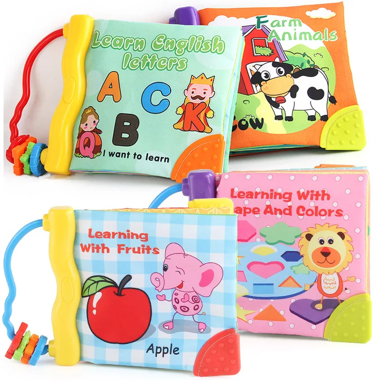 

Baby Toy Cloth Book Early Education Education Animal Cognition Cloth Book with Ring Paper Tear Baby Palm Book with Teether