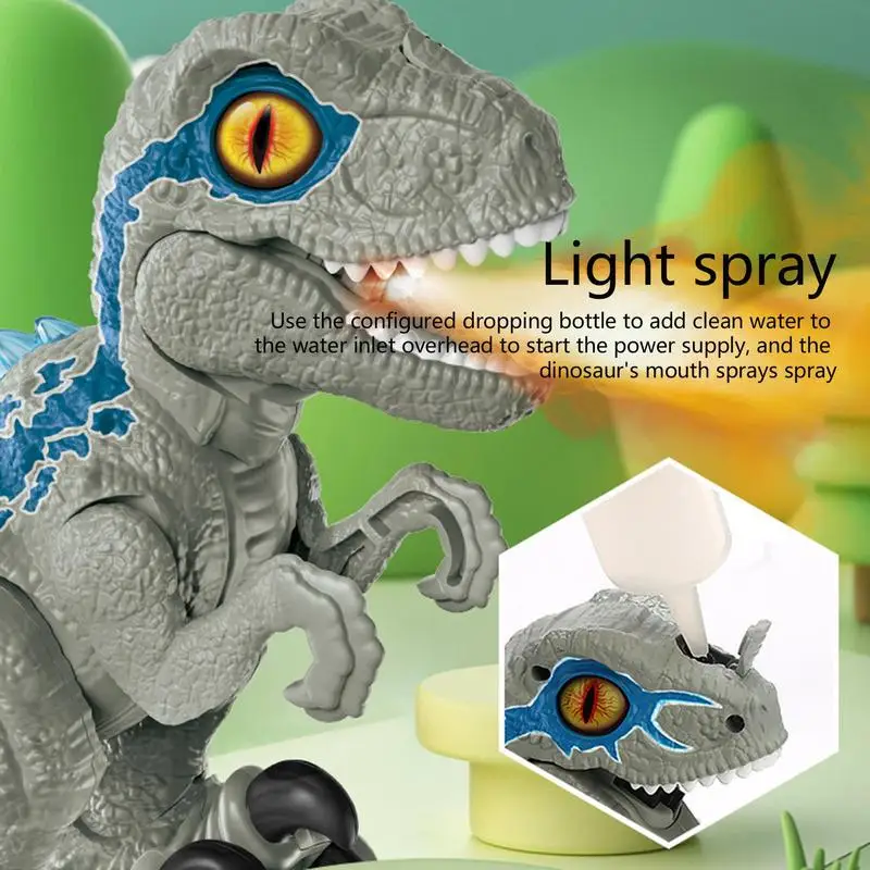 Electric Walking Spray Dinosaur Robot With LED Light & Realistic Sound Mechanical Dinosaurs Model Toy For Kids Birthday Gifts