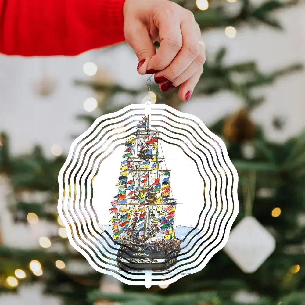 

2D Flat Vintage Corsair Metal Wind Chimes 360° Swivel Hook Wrought Iron Outdoor Garden Yard Decor Indoor Halloween Christmas Irr