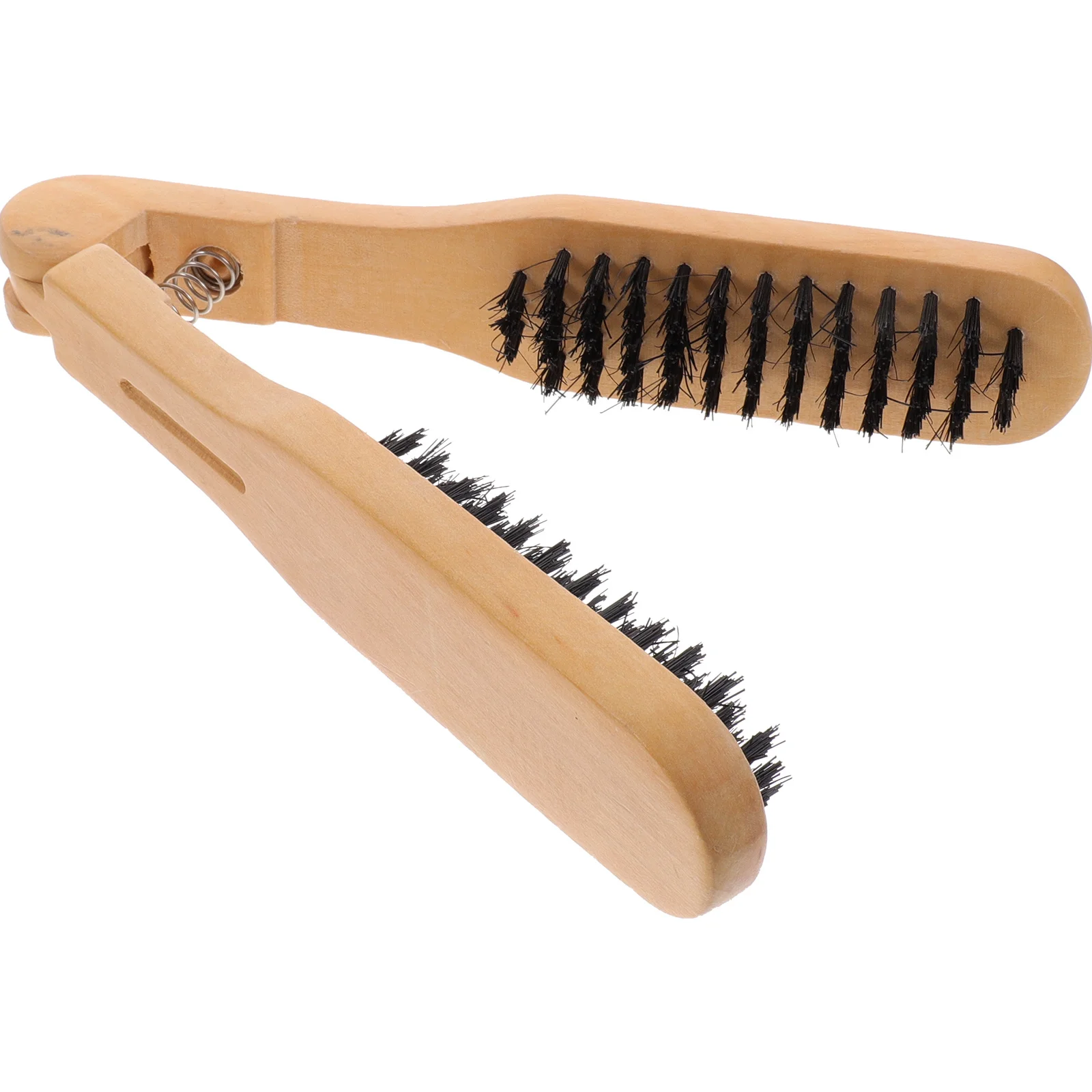 

Boar Bristle Straightening Comb Khaki Wooden Handle Anti-Scald Brush For Smooth Manual Hair Straighter Tool