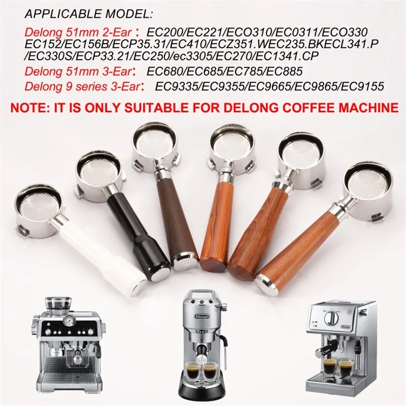 51mm Coffee Bottomless Portafilter For Delonghi EC680 EC310 Replacement Filter Basket Espresso Machine Handle Cafe Accessories