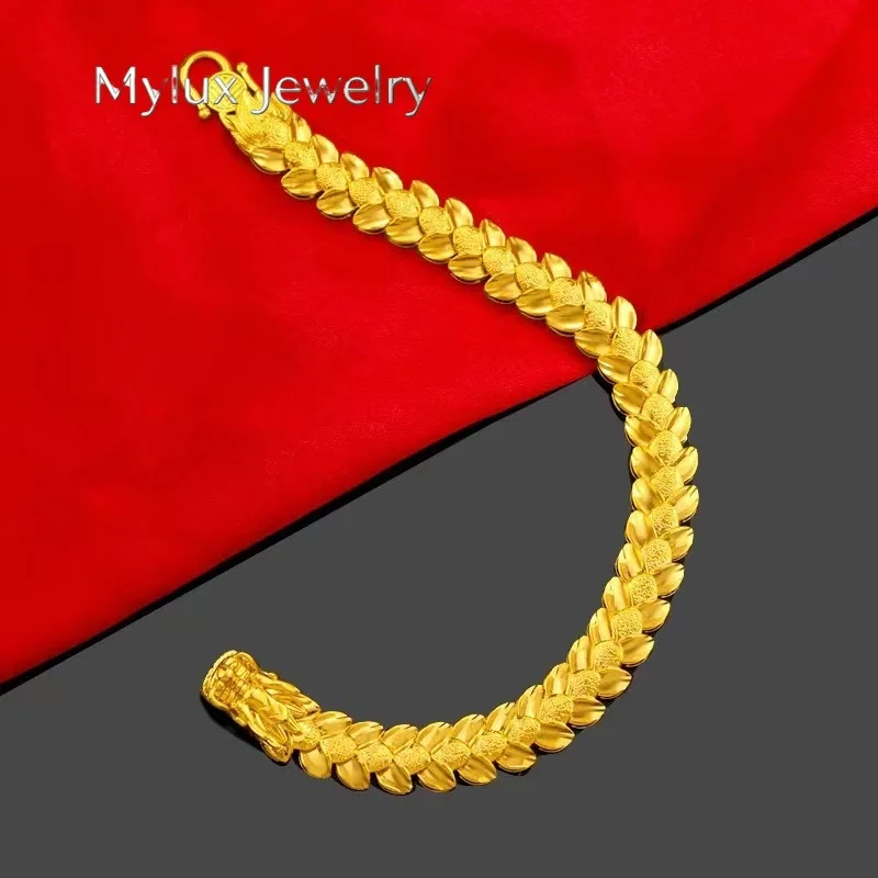 Mylux Jewelry 24K AU999 pure gold men's dragon scale gold bracelet bracelet men's casual fashion high-end gold bracelet jewelry