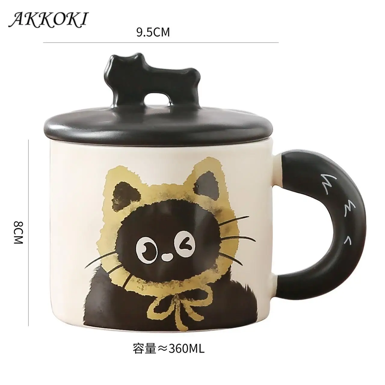 Ceramic Mugs Coffee Cups Creative Handle Coffee Mug with Cat Shaped Lid Hand Painted Water Cup Breakfast Mug Drinkware Kitchen ﻿