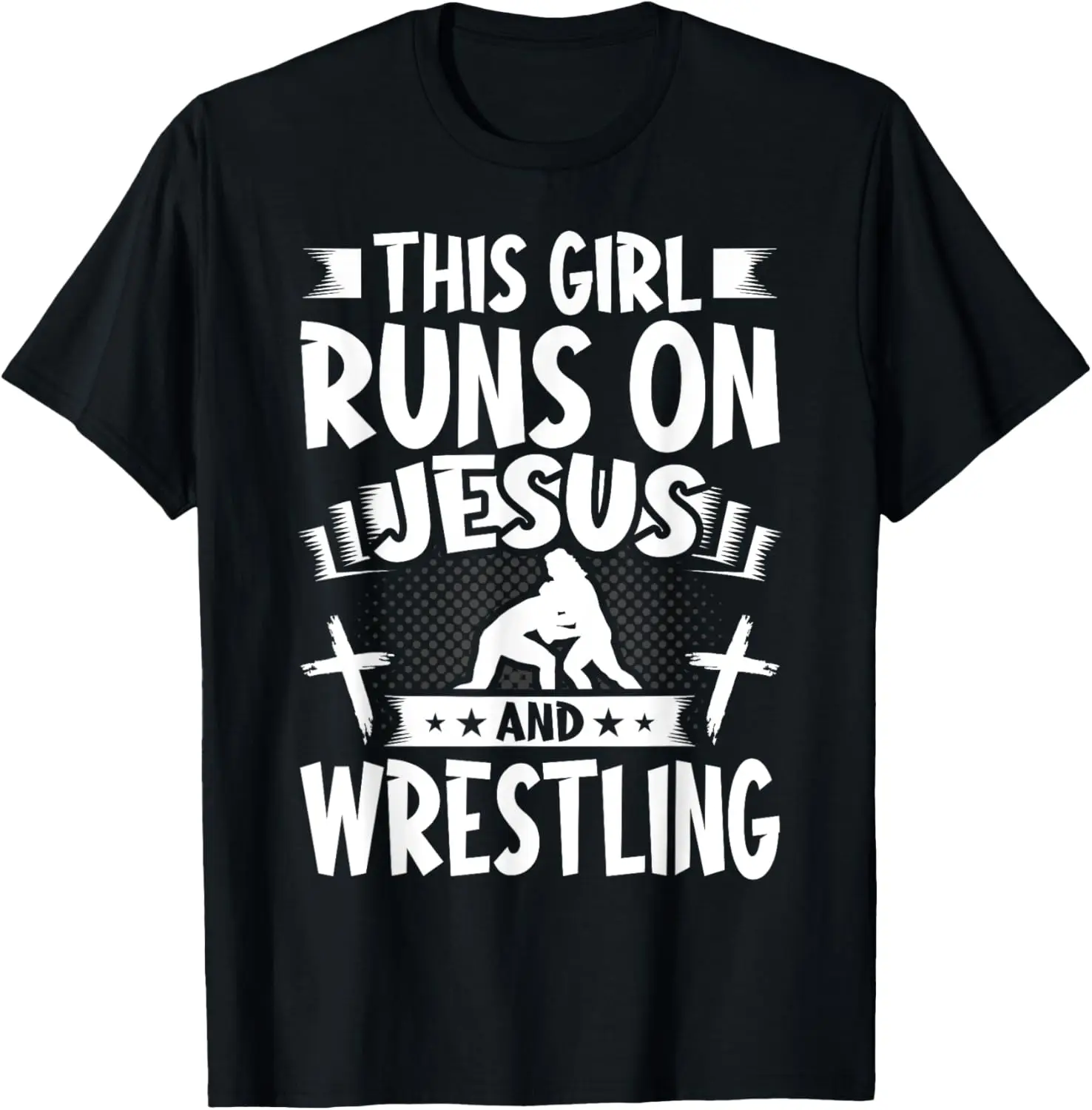 This Girl Runs on Jesus and Wrestling T-Shirt