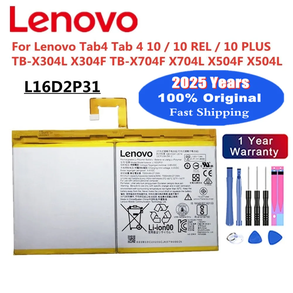 Original 7000mAh L16D2P31 Battery For Lenovo Tab4 Tab 4 10 / 10 REL / 10 PLUS TB-X304L X304F TB-X704F X704L X504F X504L Batteria