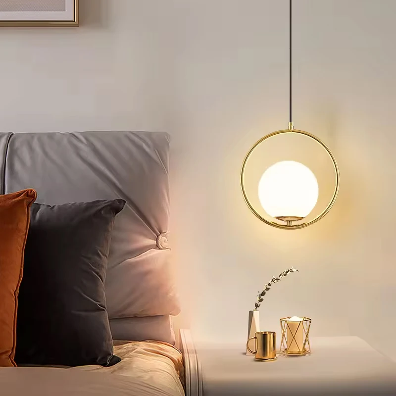 Glass Ball Pendant Lights White Globe Hanging Lamps Bar Restaurant Deco Luminaire Bedroom Light Ceiling Chandelier Pendant Lamp