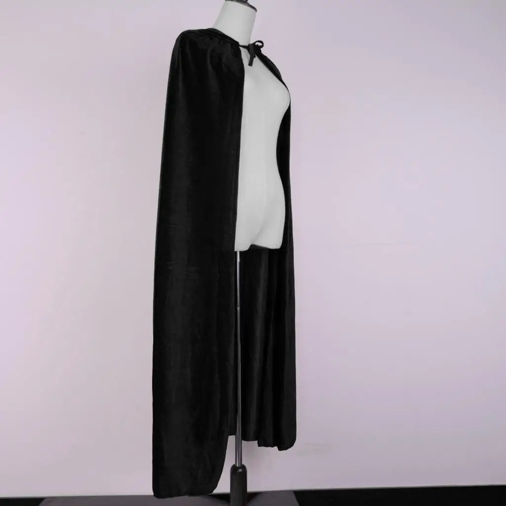 Hooded Cloak Velvet Cape Long Gothic Witch Costume for Medieval Cosplay Halloween Reaper