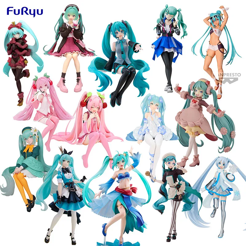 متوفر في المخزون FuRyu SEGA TAiTO Hatsune Miku PVC سلسلة Hatsune Miku دمية 14-18 سنتيمتر شخصيات أنيمي نموذج جمع لعبة