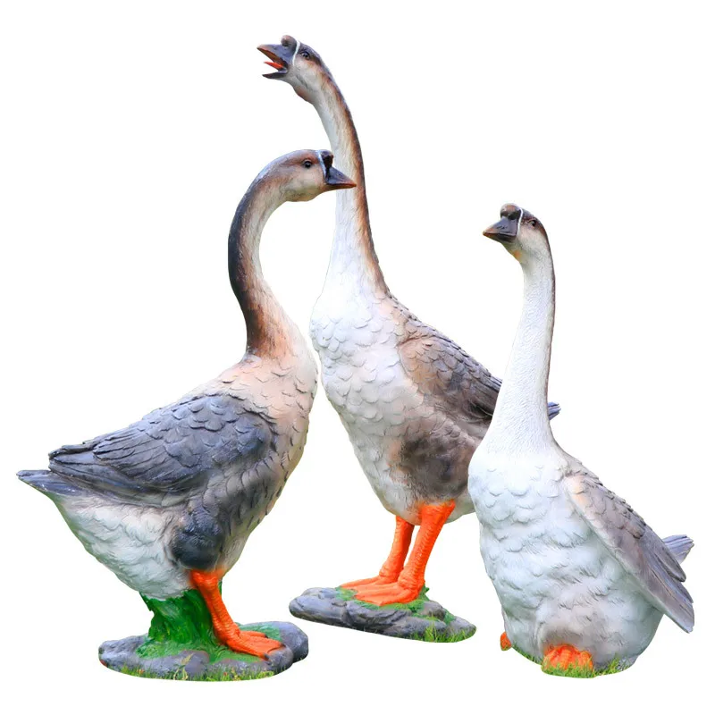 

Simulation of big white goose ornament, FRP swan hotel entrance resin outdoor landscape decoration
