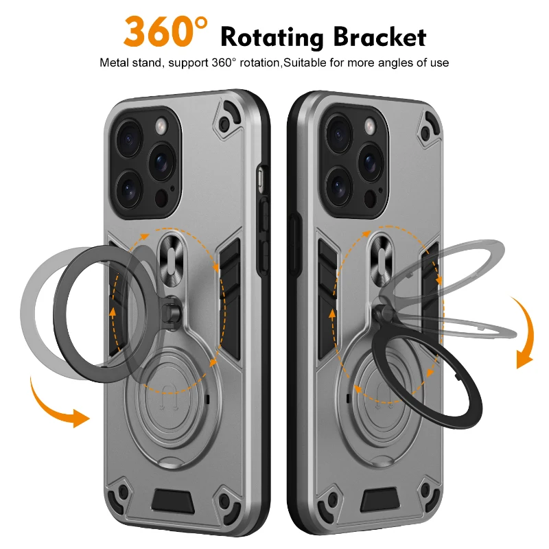 Neues 360° °   Rotierende Metall Auto Halterung Ring Reverse Magsafe Magnetische Rüstung Telefon Fall Für iPhone 16 Pro Max 14 11 12 13 15 Pro Max