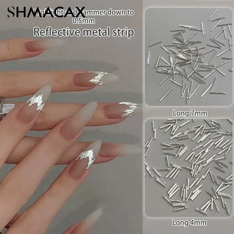 1 Box Metal Reflective Strip Nail Decoration Shine Stereoscopic Nail Accessories Nail Painting Nail Salon Nail Artists