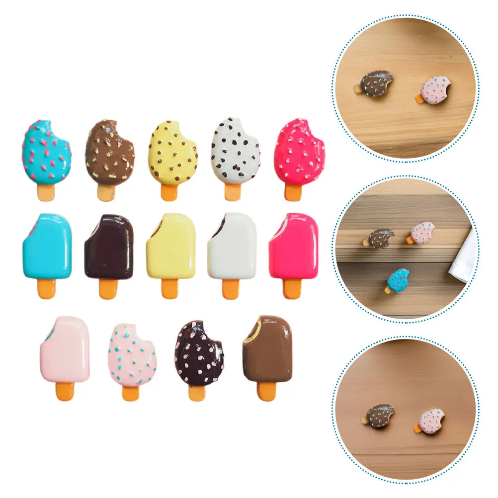 

14 Pcs Simulated Ice Cream Candy Resin Charms Artificial Food Toys Realistic Props Embellishments for Phone Case Decorating