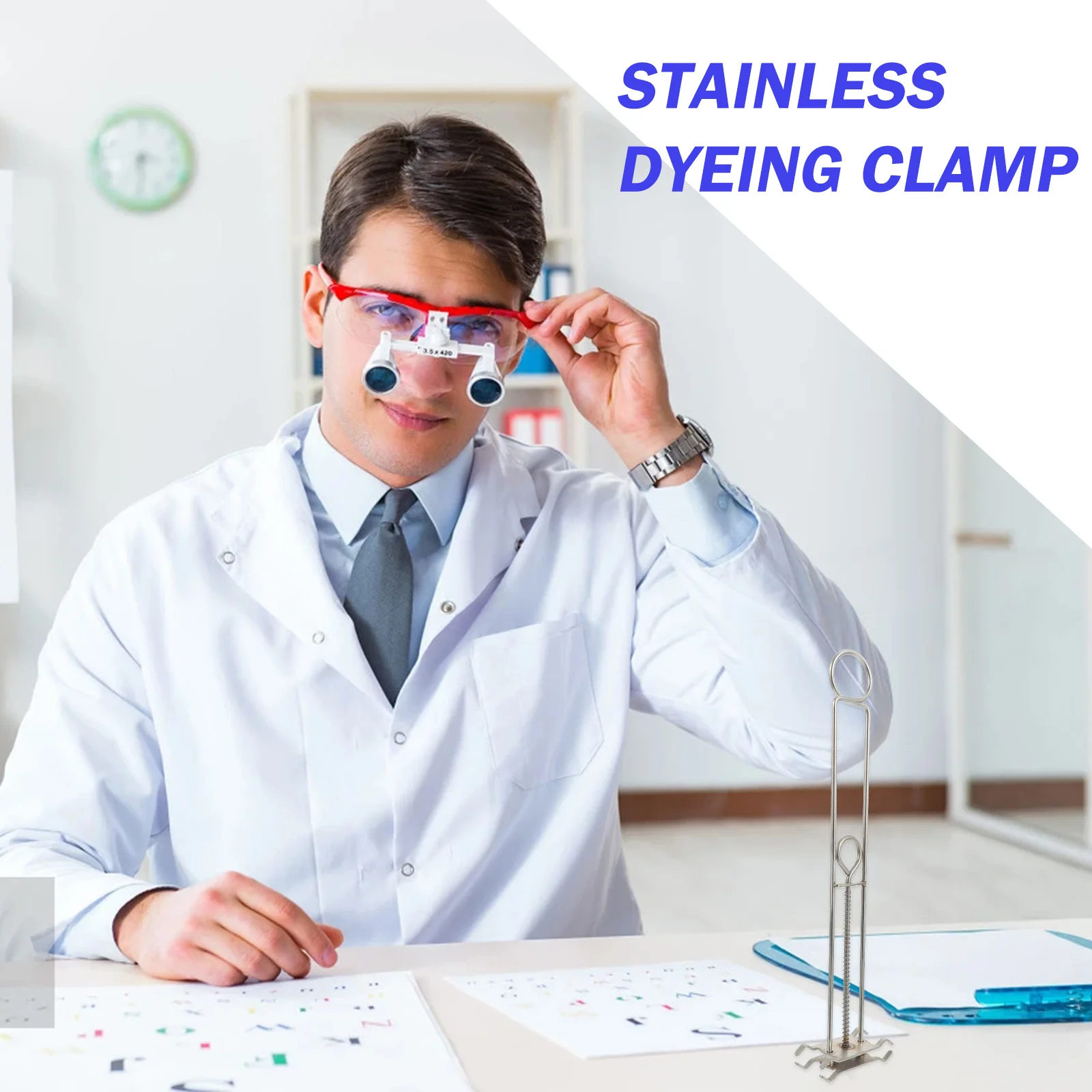

Lens Dyeing Rack Stainless Steel Tint Holder Clamp Spring Glasses Stand DIY Reusable Tools Safety Goggles Frame