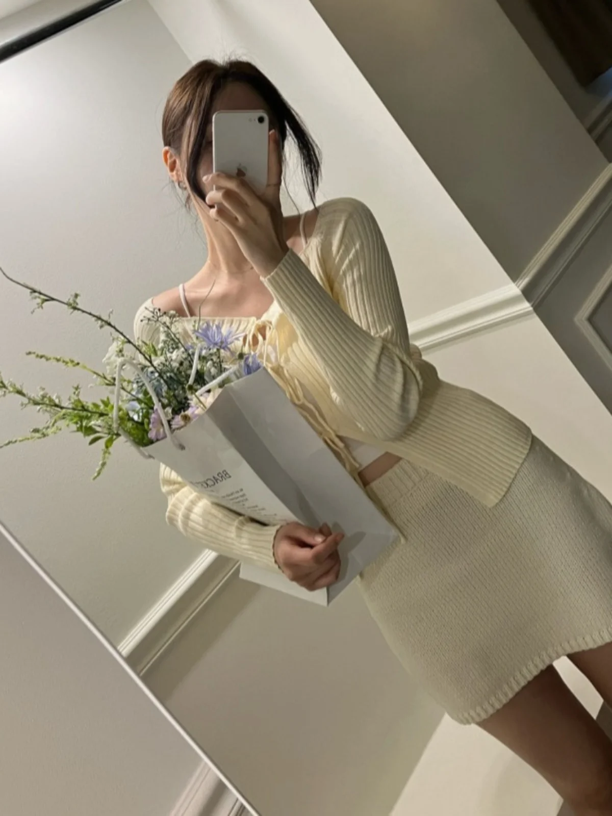 

Trendy Women's Knitted Sweater with Belt Pure Desire Sle Slimming Design Autumn New Arrival Korean Version Office Commute