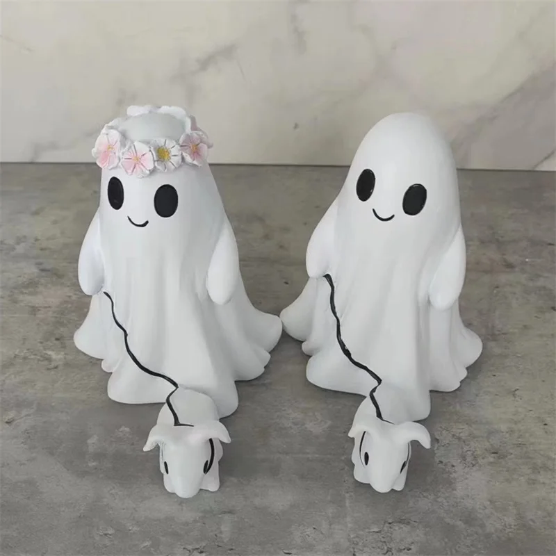 Ghost Walking Dog Statue, Spooky Ghost Dog Halloween Figurine, Halloween Ghost Dog Statues, Halloween Ghost Decor