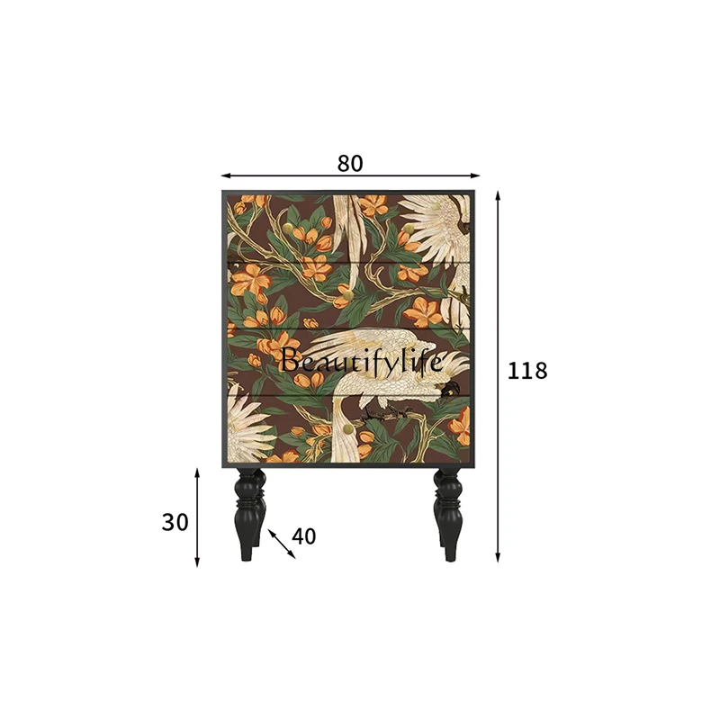 French retro solid wood porch tall cabinet household living room locker integrated decorative storage
